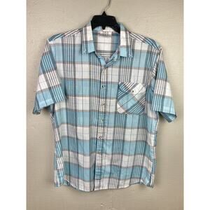 Trent Men’s Blue Plaid Short Sleeve Button Up Shirt Size XL Soft Fabric